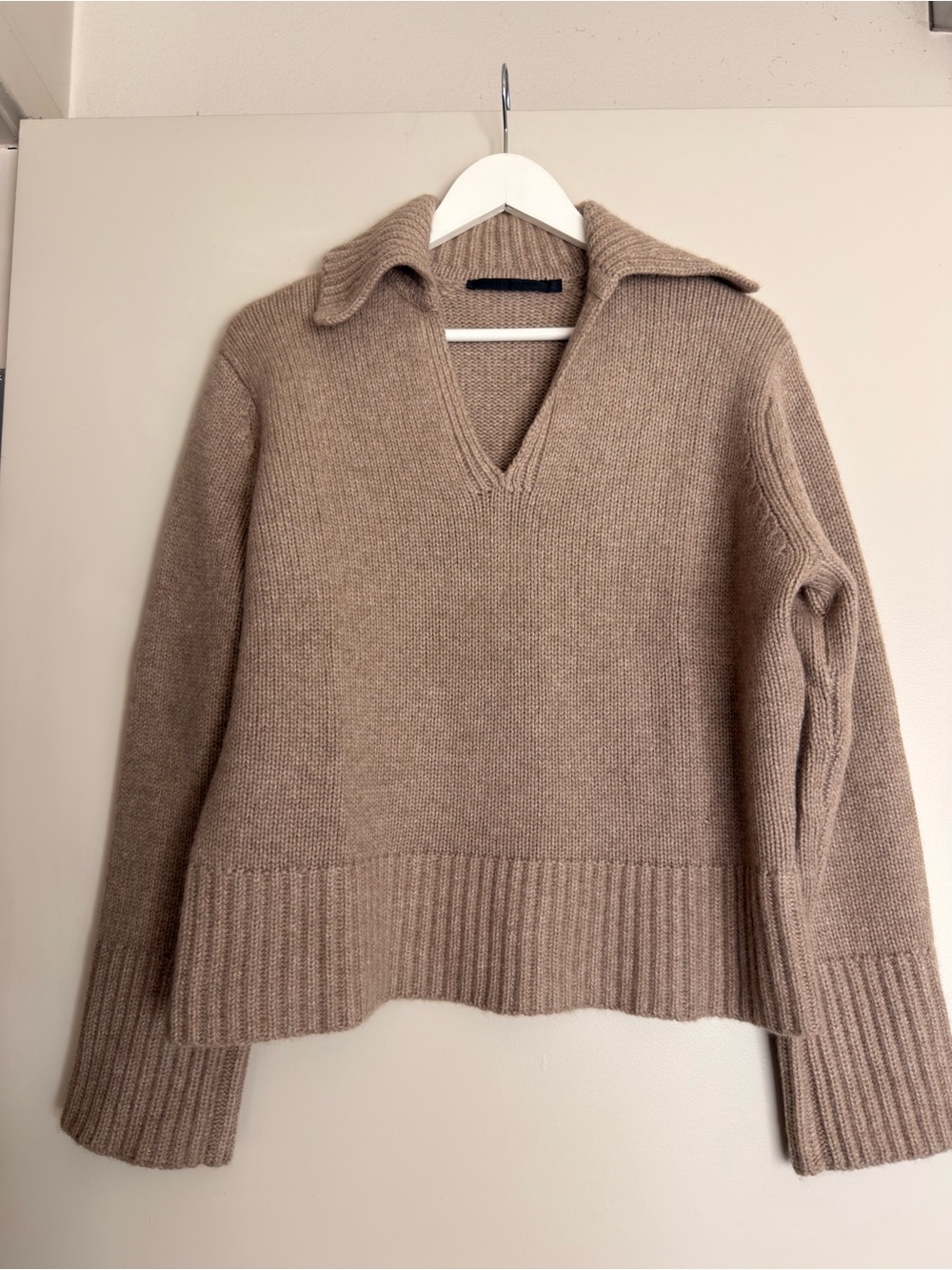 Jenni Kayne Cashmere Phoebe Polo Sweater - Undyed Stone - Picture 2 of 6
